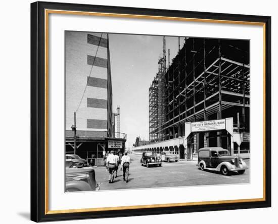 A View of a Construction Site in Houston-null-Framed Photographic Print