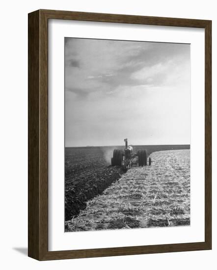 A View of a Driveless Tractor Used on Farm-null-Framed Photographic Print