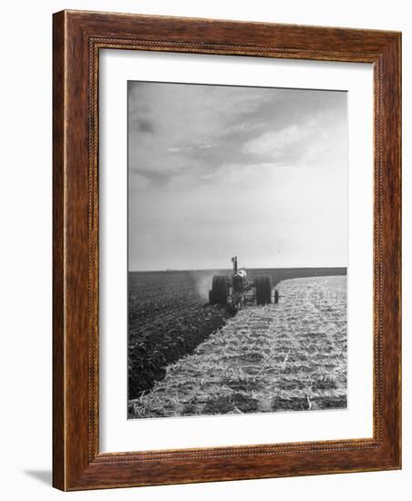 A View of a Driveless Tractor Used on Farm-null-Framed Photographic Print