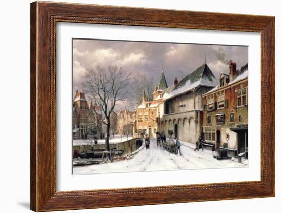 A View of a Dutch Town in Winter-Willem Koekkoek-Framed Giclee Print