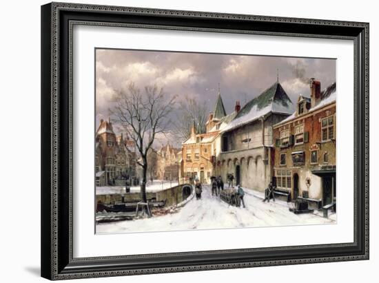 A View of a Dutch Town in Winter-Willem Koekkoek-Framed Giclee Print