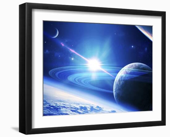 A View of a Planet as it Looms in Close Orbit and with Rings So Close You Can Almost Touch Them-Stocktrek Images-Framed Photographic Print