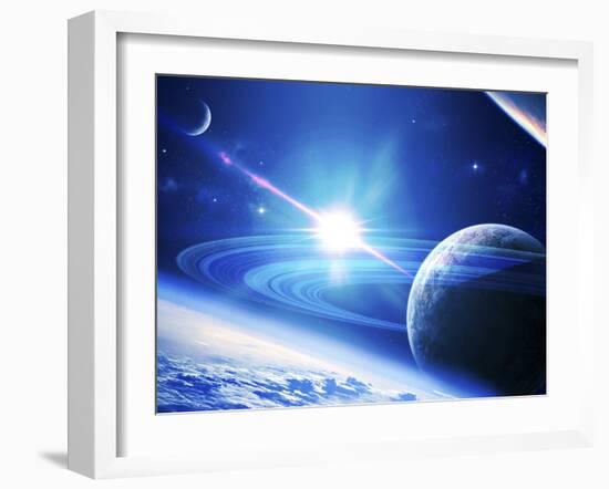 A View of a Planet as it Looms in Close Orbit and with Rings So Close You Can Almost Touch Them-Stocktrek Images-Framed Photographic Print