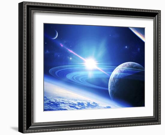 A View of a Planet as it Looms in Close Orbit and with Rings So Close You Can Almost Touch Them-Stocktrek Images-Framed Photographic Print