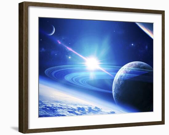 A View of a Planet as it Looms in Close Orbit and with Rings So Close You Can Almost Touch Them-Stocktrek Images-Framed Photographic Print