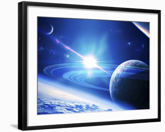 A View of a Planet as it Looms in Close Orbit and with Rings So Close You Can Almost Touch Them-Stocktrek Images-Framed Photographic Print