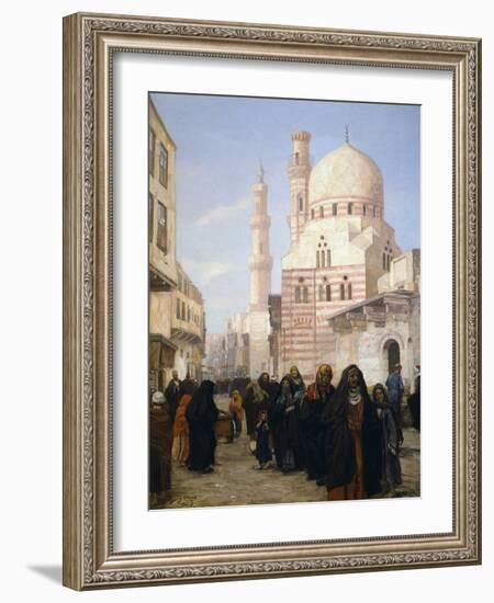 A View of a Street of the Citadel in Cairo with Ibrahim Agka Mosque, 1907-George Alfred Williams-Framed Giclee Print