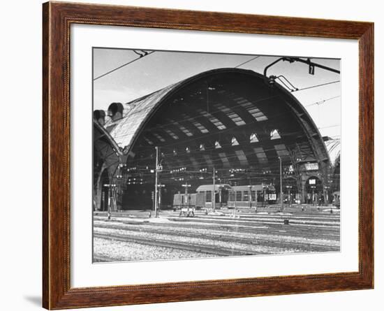 A View of a Train Station in the City of Rome-Thomas D^ Mcavoy-Framed Premium Photographic Print
