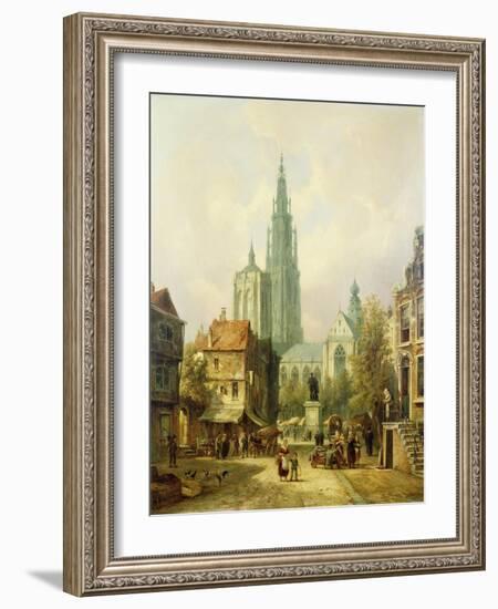 A View of Antwerp-Pieter Cornelis Dommershuijzen-Framed Giclee Print