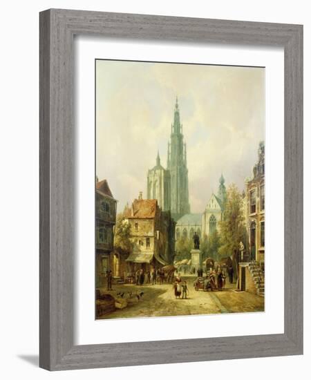 A View of Antwerp-Pieter Cornelis Dommershuijzen-Framed Giclee Print