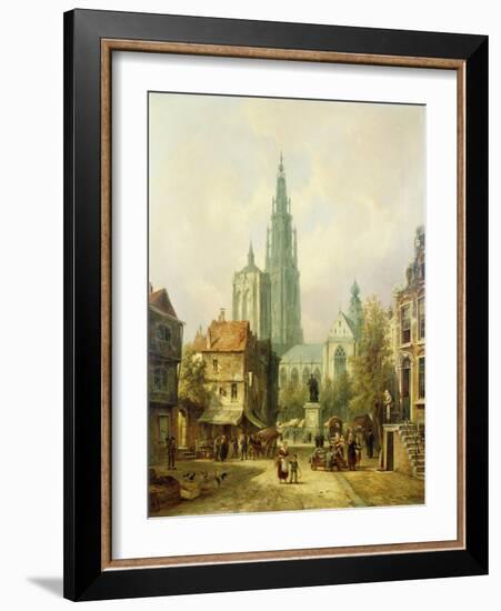 A View of Antwerp-Pieter Cornelis Dommershuijzen-Framed Giclee Print