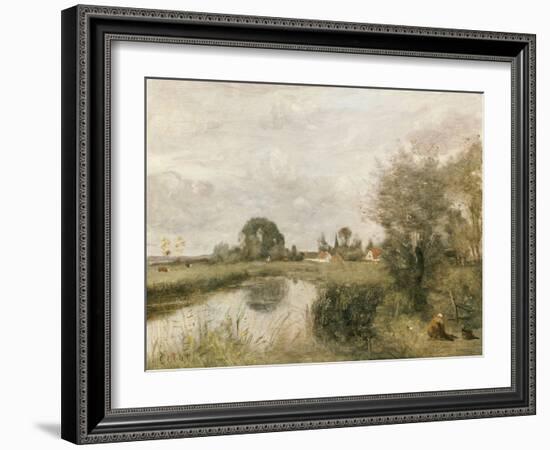 A View of Arleux from the Marshes of Palluel-Jean-Baptiste-Camille Corot-Framed Giclee Print