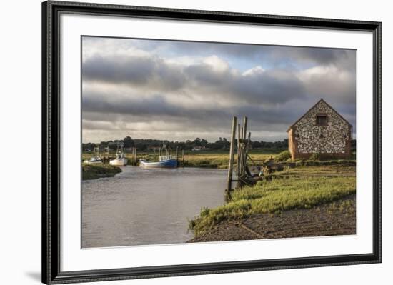 A view of boats moored in the creek at Thornham, Norfolk, England, United Kingdom, Europe-Jon Gibbs-Framed Photographic Print