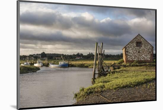 A view of boats moored in the creek at Thornham, Norfolk, England, United Kingdom, Europe-Jon Gibbs-Mounted Photographic Print