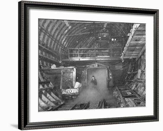 A View of Construction Workers Building the Queens Midtown Tunnel in New York City-Carl Mydans-Framed Premium Photographic Print