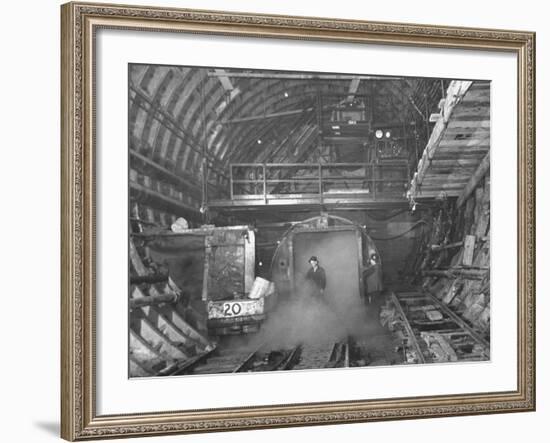 A View of Construction Workers Building the Queens Midtown Tunnel in New York City-Carl Mydans-Framed Premium Photographic Print