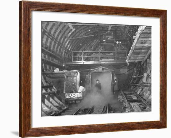 A View of Construction Workers Building the Queens Midtown Tunnel in New York City-Carl Mydans-Framed Premium Photographic Print