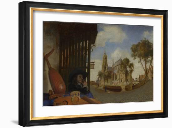 A View of Delft, with a Musical Instrument Seller's Stall, 1652-Carel Fabritius-Framed Giclee Print