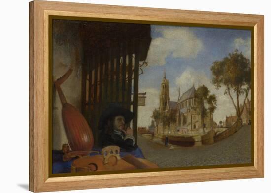 A View of Delft, with a Musical Instrument Seller's Stall, 1652-Carel Fabritius-Framed Premier Image Canvas