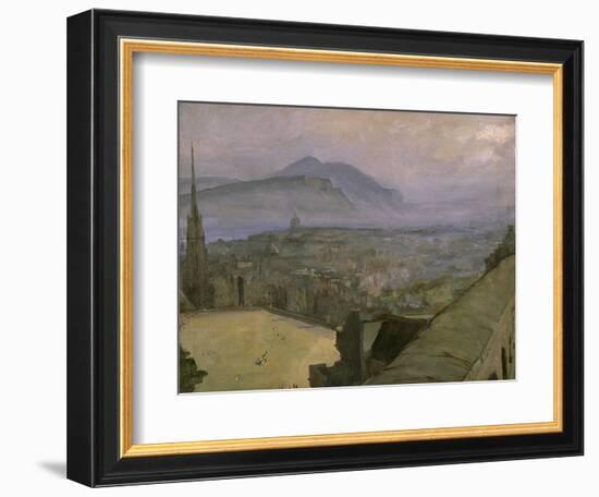 A View of Edinburgh from the Castle Looking Across the Esplanade Towards Arthur's Seat-Sir John Lavery-Framed Giclee Print