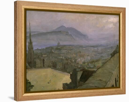 A View of Edinburgh from the Castle Looking Across the Esplanade Towards Arthur's Seat-Sir John Lavery-Framed Premier Image Canvas