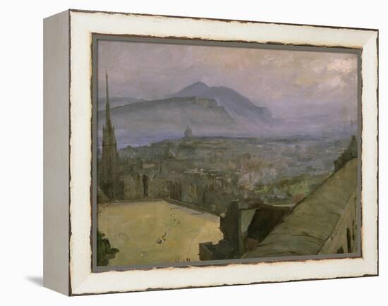 A View of Edinburgh from the Castle Looking Across the Esplanade Towards Arthur's Seat-Sir John Lavery-Framed Premier Image Canvas