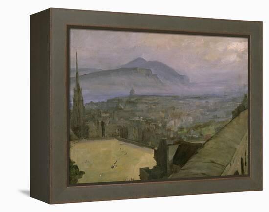 A View of Edinburgh from the Castle Looking Across the Esplanade Towards Arthur's Seat-Sir John Lavery-Framed Premier Image Canvas