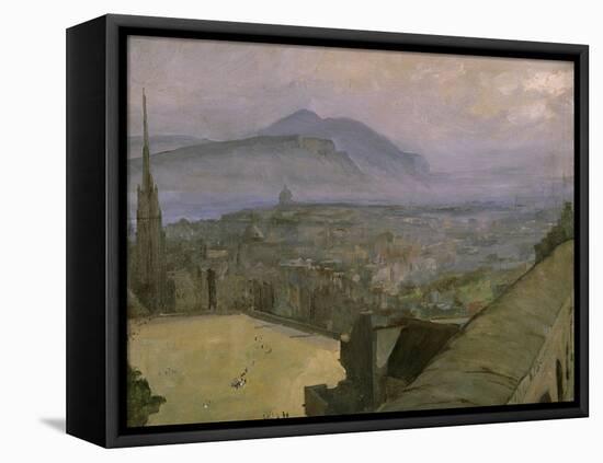 A View of Edinburgh from the Castle Looking Across the Esplanade Towards Arthur's Seat-Sir John Lavery-Framed Premier Image Canvas