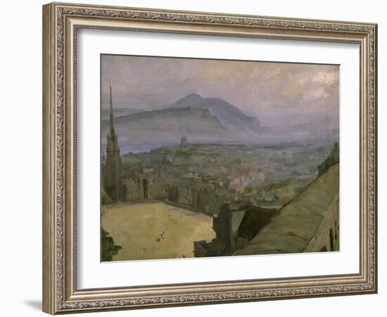 A View of Edinburgh from the Castle Looking Across the Esplanade Towards Arthur's Seat-Sir John Lavery-Framed Giclee Print