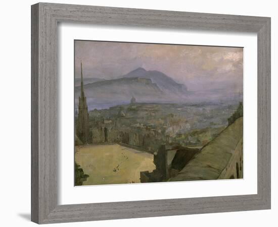 A View of Edinburgh from the Castle Looking Across the Esplanade Towards Arthur's Seat-Sir John Lavery-Framed Giclee Print