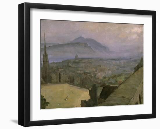 A View of Edinburgh from the Castle Looking Across the Esplanade Towards Arthur's Seat-Sir John Lavery-Framed Giclee Print