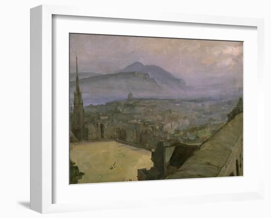 A View of Edinburgh from the Castle Looking Across the Esplanade Towards Arthur's Seat-Sir John Lavery-Framed Giclee Print