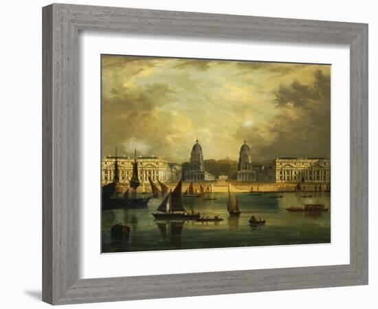 A View of Greenwich, from the River-Frederick Calvert-Framed Giclee Print