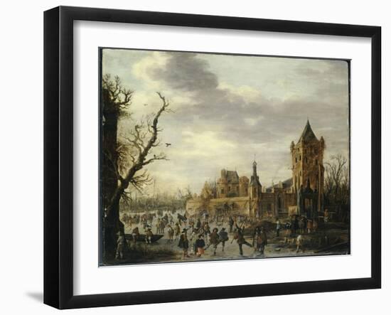 A View of Kasteel Batestein Vianen, in Winter with a Gentleman, His Wife and Retinue-Jan Van Goyen-Framed Giclee Print