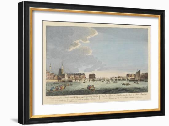 A View of London Bridge with the Ruins of the Temporary Bridge after the Fire of 11th April 1758-English School-Framed Giclee Print