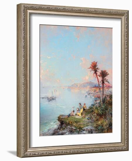 A View of Monaco (Oil on Canvas)-Franz Richard Unterberger-Framed Giclee Print