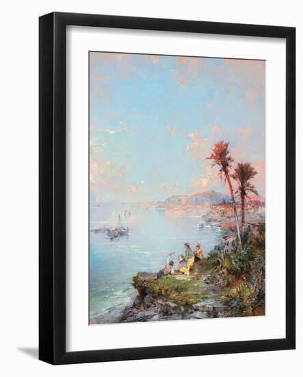 A View of Monaco (Oil on Canvas)-Franz Richard Unterberger-Framed Giclee Print