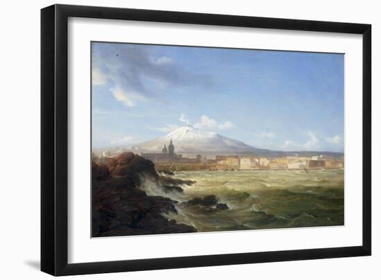 A View of Mount Etna from the Sea, 1833-Thomas Fearnley-Framed Giclee Print