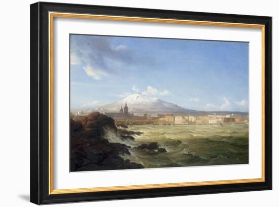 A View of Mount Etna from the Sea, 1833-Thomas Fearnley-Framed Giclee Print