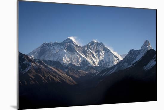 A view of Mount Everest, distant peak in Nuptse-Lhotse ridge, from Kongde, Khumbu, Nepal, Himalayas-Alex Treadway-Mounted Photographic Print