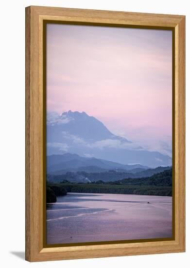 A View of Mount Kinabalu over Menkabong River-James Morgan-Framed Premier Image Canvas