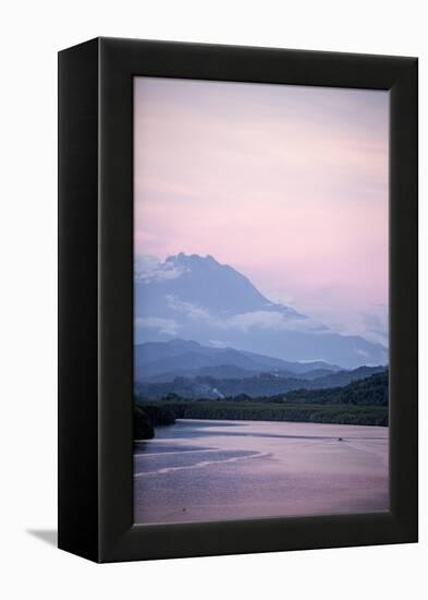 A View of Mount Kinabalu over Menkabong River-James Morgan-Framed Premier Image Canvas