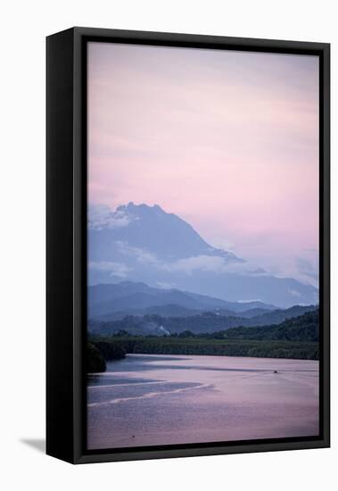 A View of Mount Kinabalu over Menkabong River-James Morgan-Framed Premier Image Canvas