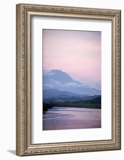 A View of Mount Kinabalu over Menkabong River-James Morgan-Framed Photographic Print