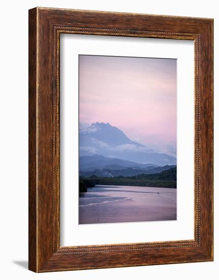 A View of Mount Kinabalu over Menkabong River-James Morgan-Framed Photographic Print