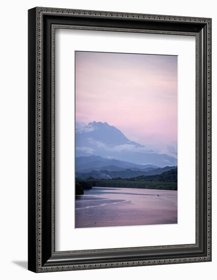 A View of Mount Kinabalu over Menkabong River-James Morgan-Framed Photographic Print