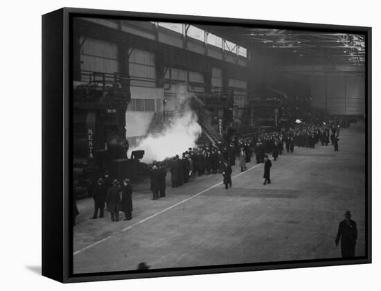 A View of People Touring the Unfinished Irvin Steel Mills-Bernard Hoffman-Framed Premier Image Canvas