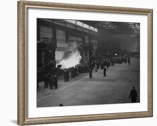 A View of People Touring the Unfinished Irvin Steel Mills-Bernard Hoffman-Framed Premium Photographic Print