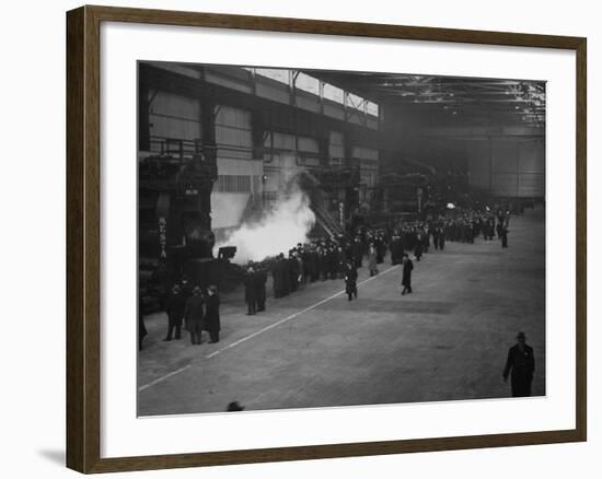 A View of People Touring the Unfinished Irvin Steel Mills-Bernard Hoffman-Framed Premium Photographic Print