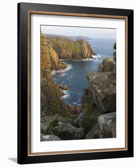 A view of Pordenack Point at Lands End, Cornwall, England, United Kingdom, Europe-Jon Gibbs-Framed Photographic Print